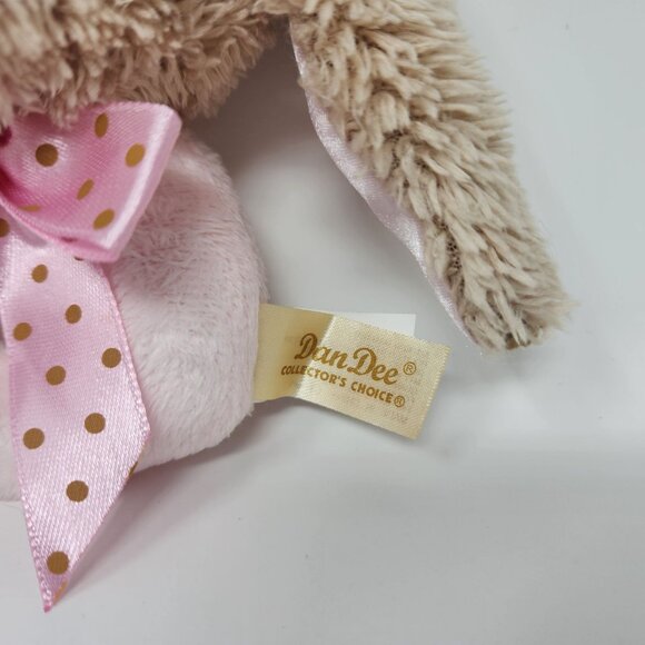 Dan Dee Plush Bunny Baby Rattle With Pink Polka Dot Bow - Picture 2 of 7
